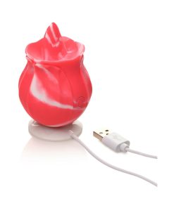 Curve Toys Gossip Cum Into Bloom Rechargeable Silicone Licking Rose Pink Twirl
