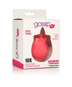 Curve Toys Gossip Cum Into Bloom Rechargeable Silicone Licking Rose Pink Twirl