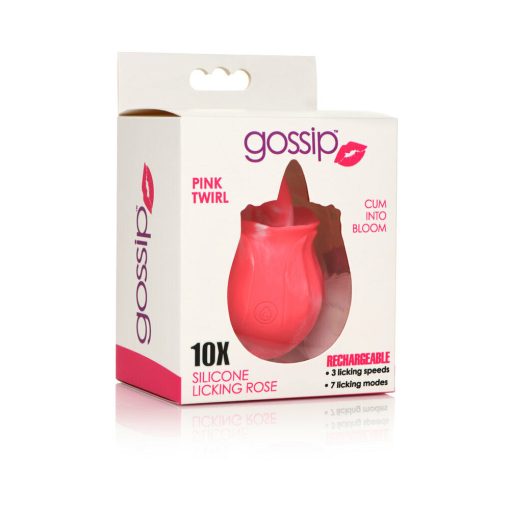 Curve Toys Gossip Cum Into Bloom Rechargeable Silicone Licking Rose Pink Twirl - Image 7