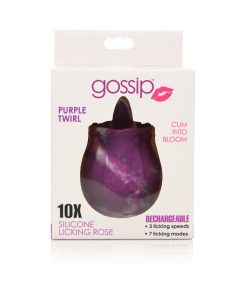 Curve Toys Gossip Cum Into Bloom Rechargeable Silicone Licking Rose Purple Twirl