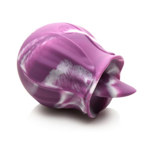Curve Toys Gossip Cum Into Bloom Rechargeable Silicone Licking Rose Purple Twirl - Image 3