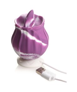Curve Toys Gossip Cum Into Bloom Rechargeable Silicone Licking Rose Purple Twirl