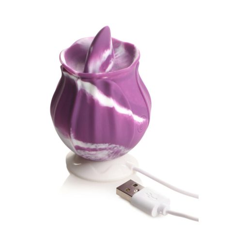 Curve Toys Gossip Cum Into Bloom Rechargeable Silicone Licking Rose Purple Twirl - Image 5