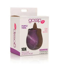 Curve Toys Gossip Cum Into Bloom Rechargeable Silicone Licking Rose Purple Twirl