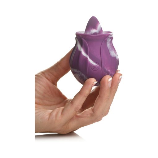 Curve Toys Gossip Cum Into Bloom Rechargeable Silicone Licking Rose Purple Twirl - Image 8