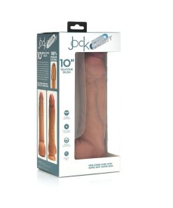 Curve Toys Jock Dual Density 10 In. Silicone Dildo With Balls & Suction Cup Light