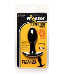 Curve Toys Rooster Rumbler Vibrating Silicone Anal Plug Medium Black
