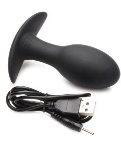 Curve Toys Rooster Rumbler Vibrating Silicone Anal Plug Medium Black