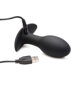 Curve Toys Rooster Rumbler Vibrating Silicone Anal Plug Medium Black