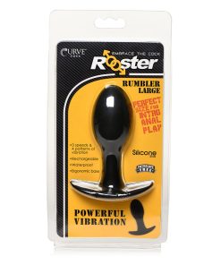 Curve Toys Rooster Rumbler Vibrating Silicone Anal Plug Large Black