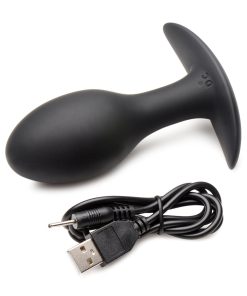 Curve Toys Rooster Rumbler Vibrating Silicone Anal Plug Large Black