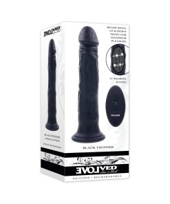 Evolved Black Thunder Vibrating Dildo With Moving Beads And Remote Control