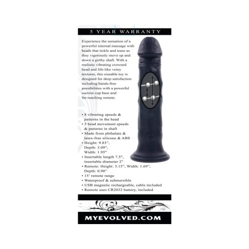 Evolved Black Thunder Vibrating Dildo With Moving Beads And Remote Control - Image 12