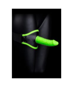 Ouch! Glow In The Dark Thigh Strap-On Harness With 5 In. Silicone Dildo Neon Green