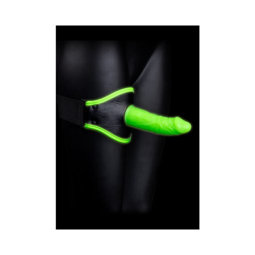 Ouch! Glow In The Dark Thigh Strap-On Harness With 5 In. Silicone Dildo Neon Green - Image 2