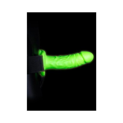 Ouch! Glow In The Dark Realistic 6 In. Hollow Strap-On Neon Green - Image 2