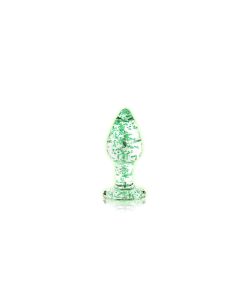 Ouch! Glow In The Dark Glass Anal Plug Clear/Green Small