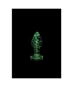 Ouch! Glow In The Dark Glass Anal Plug Clear/Green Small