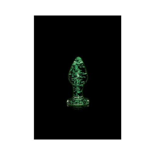 Ouch! Glow In The Dark Glass Anal Plug Clear/Green Small - Image 3