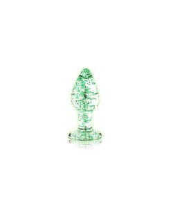 Ouch! Glow In The Dark Glass Anal Plug Clear/Green Medium