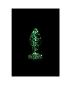 Ouch! Glow In The Dark Glass Anal Plug Clear/Green Medium