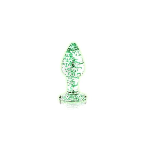 Ouch! Glow In The Dark Glass Anal Plug Clear/Green Large - Image 2