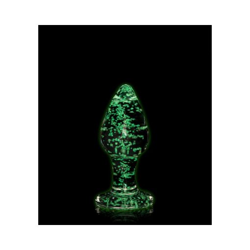 Ouch! Glow In The Dark Glass Anal Plug Clear/Green Large - Image 3