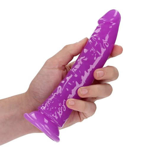 Realrock Glow In The Dark Slim 7 In. Dildo Neon Purple - Image 5