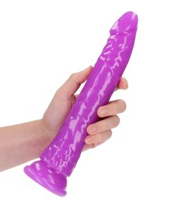 Realrock Glow In The Dark Slim 10 In. Dildo Neon Purple