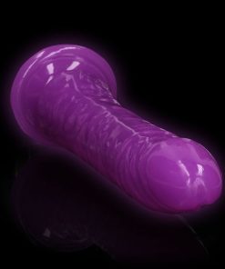 Realrock Glow In The Dark Slim 10 In. Dildo Neon Purple