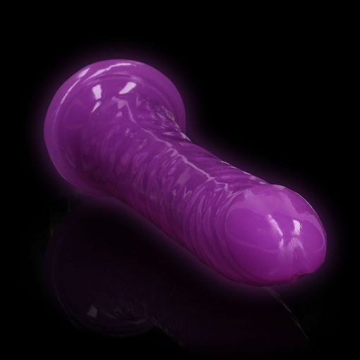 Realrock Glow In The Dark Slim 10 In. Dildo Neon Purple - Image 6