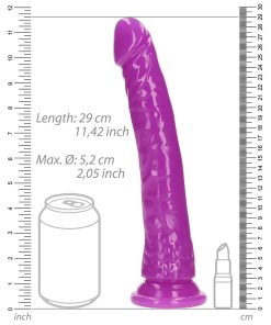 Realrock Glow In The Dark Slim 10 In. Dildo Neon Purple