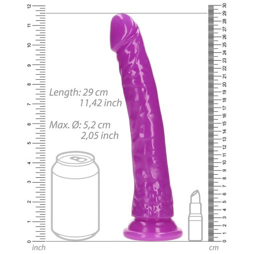 Realrock Glow In The Dark Slim 10 In. Dildo Neon Purple - Image 7