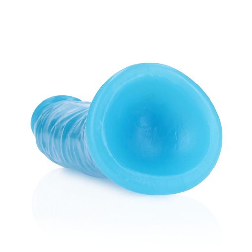 Realrock Glow In The Dark Slim 6 In. Dildo Neon Blue - Image 4