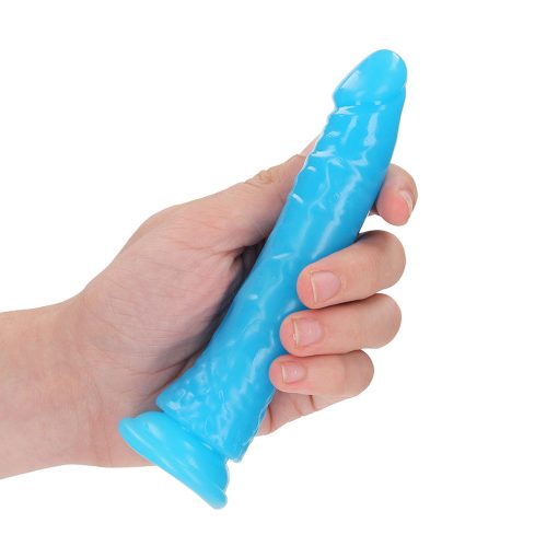Realrock Glow In The Dark Slim 6 In. Dildo Neon Blue - Image 5