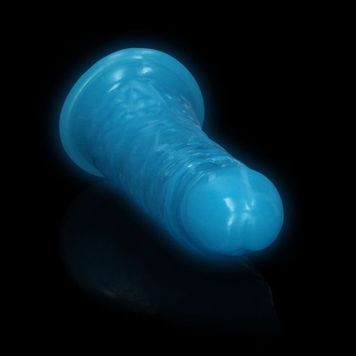 Realrock Glow In The Dark Slim 6 In. Dildo Neon Blue - Image 6