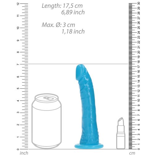 Realrock Glow In The Dark Slim 6 In. Dildo Neon Blue - Image 7