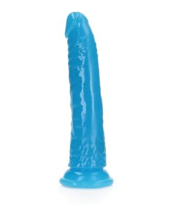 Realrock Glow In The Dark Slim 7 In. Dildo Neon Blue