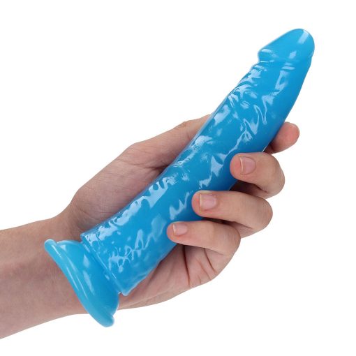 Realrock Glow In The Dark Slim 7 In. Dildo Neon Blue - Image 5