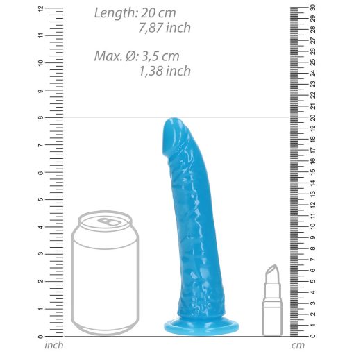 Realrock Glow In The Dark Slim 7 In. Dildo Neon Blue - Image 7