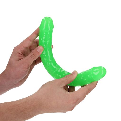 Realrock Glow In The Dark Double Dong 12 In. Dual-Ended Dildo Neon Green - Image 2