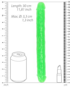 Realrock Glow In The Dark Double Dong 12 In. Dual-Ended Dildo Neon Green