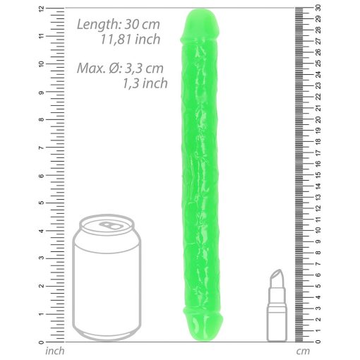 Realrock Glow In The Dark Double Dong 12 In. Dual-Ended Dildo Neon Green - Image 5