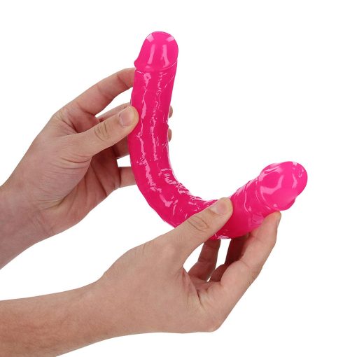 Realrock Glow In The Dark Double Dong 12 In. Dual-Ended Dildo Neon Pink - Image 2