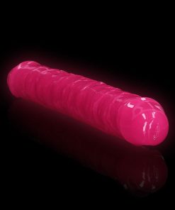 Realrock Glow In The Dark Double Dong 12 In. Dual-Ended Dildo Neon Pink