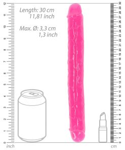 Realrock Glow In The Dark Double Dong 12 In. Dual-Ended Dildo Neon Pink