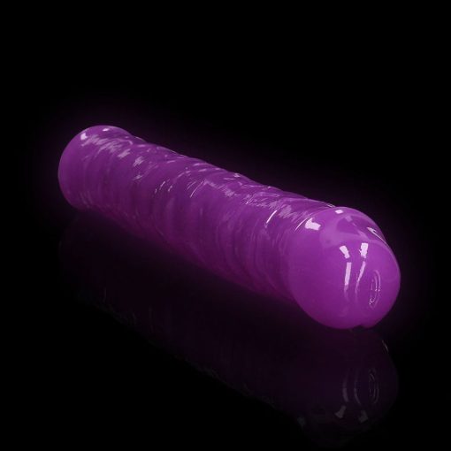Realrock Glow In The Dark Double Dong 12 In. Dual-Ended Dildo Neon Purple - Image 4
