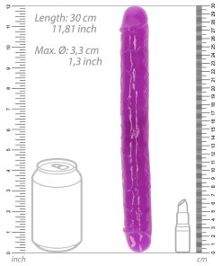 Realrock Glow In The Dark Double Dong 12 In. Dual-Ended Dildo Neon Purple