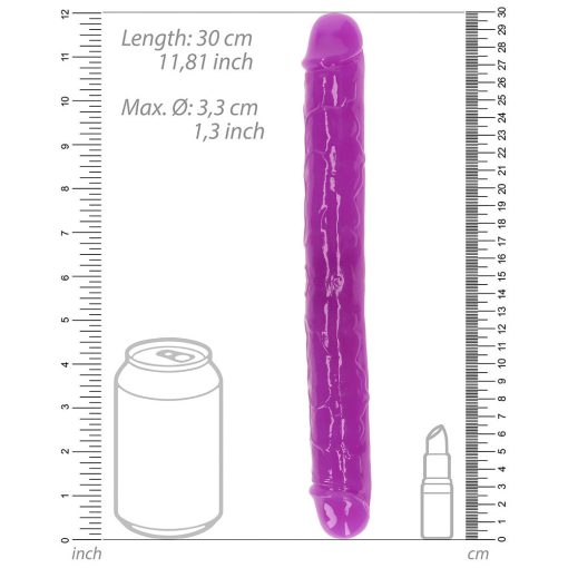 Realrock Glow In The Dark Double Dong 12 In. Dual-Ended Dildo Neon Purple - Image 5