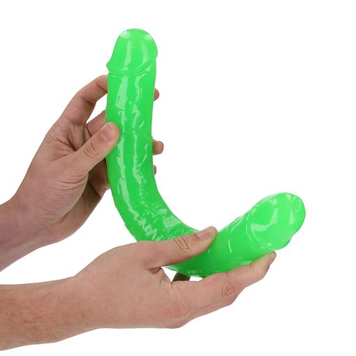 Realrock Glow In The Dark Double Dong 15 In. Dual-Ended Dildo Neon Green - Image 2